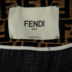 Pre Owned Fendi Black/Gold FF Logo Velvet Bomber Jacket S
