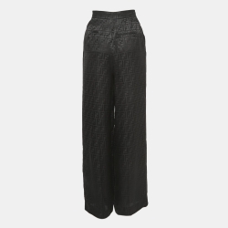 مملوكة مسبقًا Fendi Black FF Monogram Silk Trousers XS