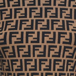 Pre Owned Fendi Brown FF Logo Intarsia Knit Jumper XS