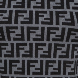 Pre Owned Fendi Grey/Black Monogram Knit Pullover S