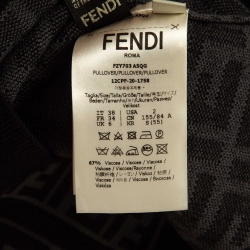 Pre Owned Fendi Grey/Black Monogram Knit Pullover S