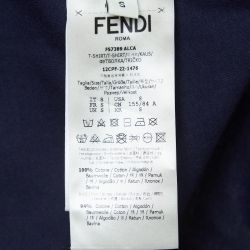 Pre Owned Fendi Navy Blue Logo Embroidered Cotton T-Shirt S