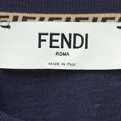 Pre Owned Fendi Navy Blue Logo Embroidered Cotton T-Shirt S