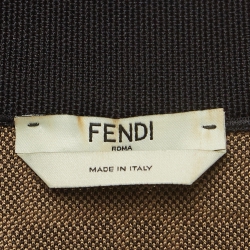 Pre Owned Fendi Brown Monogram Patterned Jersey Belted Mini Dress L