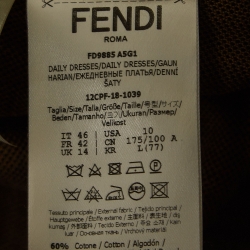 Pre Owned Fendi Brown Monogram Patterned Jersey Belted Mini Dress L