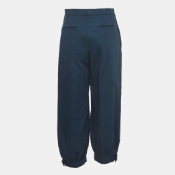Pre Owned Fendi Navy Cotton Contrast Trim Capri Pants M