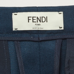 Pre Owned Fendi Navy Cotton Contrast Trim Capri Pants M