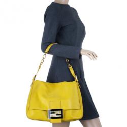 Pre Owned Fendi Yellow Mama Forever Shoulder Bag