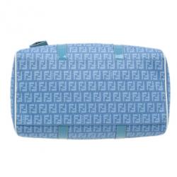 Pre Owned Fendi Blue Forever Zucca Boston Bag