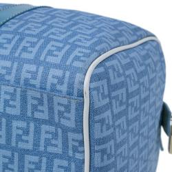 Pre Owned Fendi Blue Forever Zucca Boston Bag
