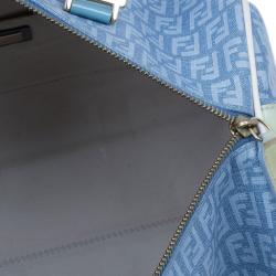 Pre Owned Fendi Blue Forever Zucca Boston Bag