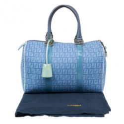 Pre Owned Fendi Blue Forever Zucca Boston Bag
