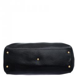 Pre Owned Fendi Black Leather Large Peekaboo Top Handle Bag