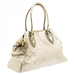 Pre Owned Fendi Gold Leather Du Jour Satchel