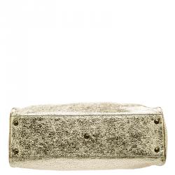 Pre Owned Fendi Gold Leather Du Jour Satchel