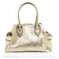 Pre Owned Fendi Gold Leather Du Jour Satchel