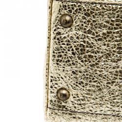 Pre Owned Fendi Gold Leather Du Jour Satchel