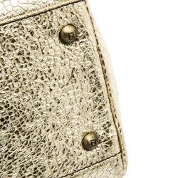 Pre Owned Fendi Gold Leather Du Jour Satchel