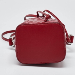 Pre Owned Fendi Red Zucca Leather Mini Mon Tresor Bucket Bag