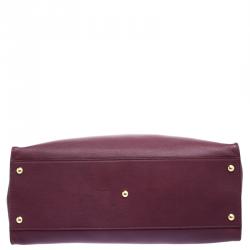 Pre Owned Fendi Burgundy Leather Large Peekaboo Top Handle Bag