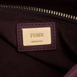 Pre Owned Fendi Burgundy Leather Large Peekaboo Top Handle Bag