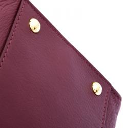 Pre Owned Fendi Burgundy Leather Large Peekaboo Top Handle Bag