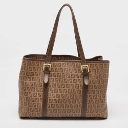 مملوكة مسبقًا Fendi Brown Zucchino Coated Canvas Shopper Tote