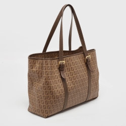 مملوكة مسبقًا Fendi Brown Zucchino Coated Canvas Shopper Tote
