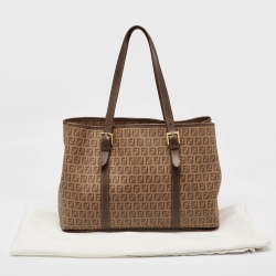 مملوكة مسبقًا Fendi Brown Zucchino Coated Canvas Shopper Tote
