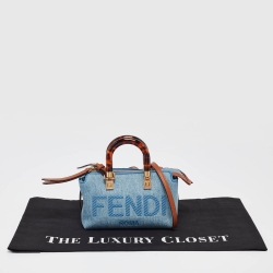 Pre Owned Fendi Blue Denim Mini By The Way Bag