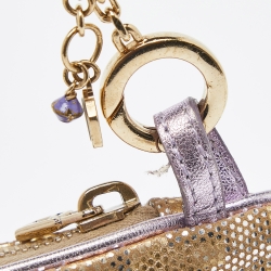 Pre Owned Fendi Gold/Lilac Zucca Suede and Leather Pochette Bag