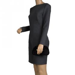 Pre Owned Fendi Black Raffled Satin Folded Clutch