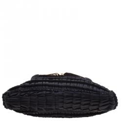 Pre Owned Fendi Black Raffled Satin Folded Clutch