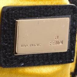 Pre Owned Fendi Black Raffled Satin Folded Clutch