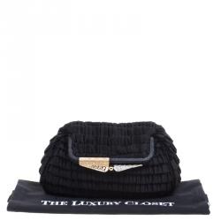 Pre Owned Fendi Black Raffled Satin Folded Clutch