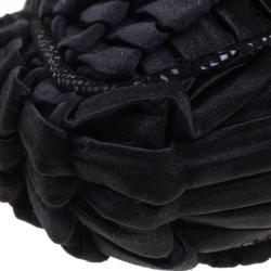 Pre Owned Fendi Black Raffled Satin Folded Clutch