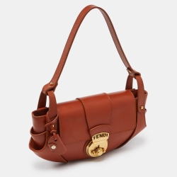 Pre Owned Fendi Tan Leather Compilation Baguette Bag