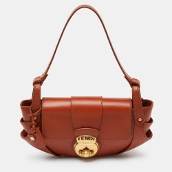 Pre Owned Fendi Tan Leather Compilation Baguette Bag