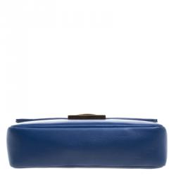 Pre Owned Fendi Blue Leather Be Baguette Crossbody Bag