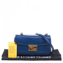 Pre Owned Fendi Blue Leather Be Baguette Crossbody Bag