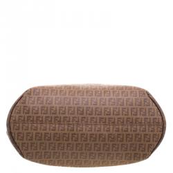 Pre Owned Fendi Brown Zucchino Coated Canvas Drawstring Tote