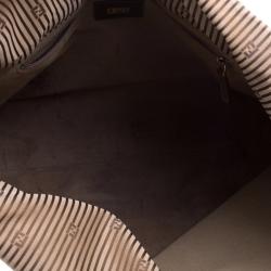 Pre Owned Fendi Brown Zucchino Coated Canvas Drawstring Tote