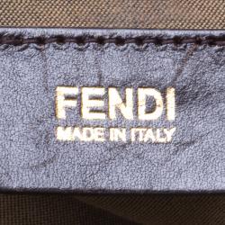 Pre Owned Fendi Brown Zucchino Coated Canvas Drawstring Tote