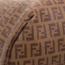 Pre Owned Fendi Brown Zucchino Coated Canvas Drawstring Tote