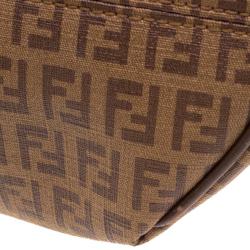 Pre Owned Fendi Brown Zucchino Coated Canvas Drawstring Tote