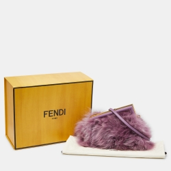 Fendi Purple Fox Fur and Leather Small First Clutch