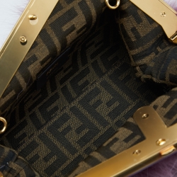 Fendi Purple Fox Fur and Leather Small First Clutch