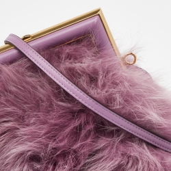 Fendi Purple Fox Fur and Leather Small First Clutch