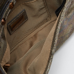 Pre Owned Fendi Grey Holographic Patent Leather Mama Baguette Bag