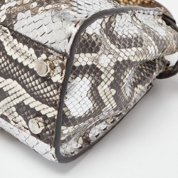 Pre Owned Fendi Beige Selleria Python Mini Peekaboo Top Handle Bag